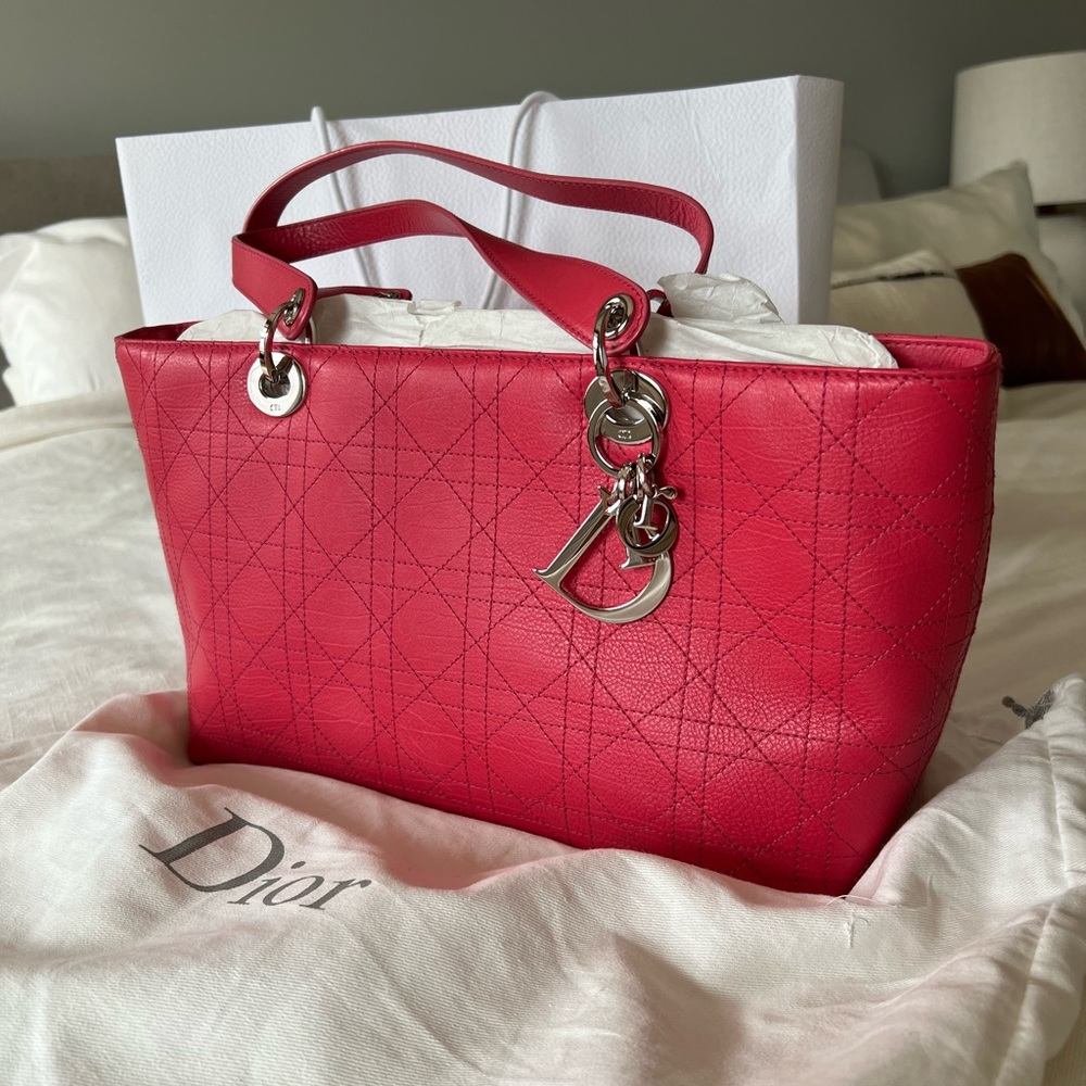 Auth BNIB Dior Lady Dior Tote Bag Pink Rare Vintage